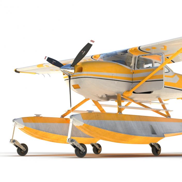 Cessna 182 Skylane on Floats Rigged Yellow 3D