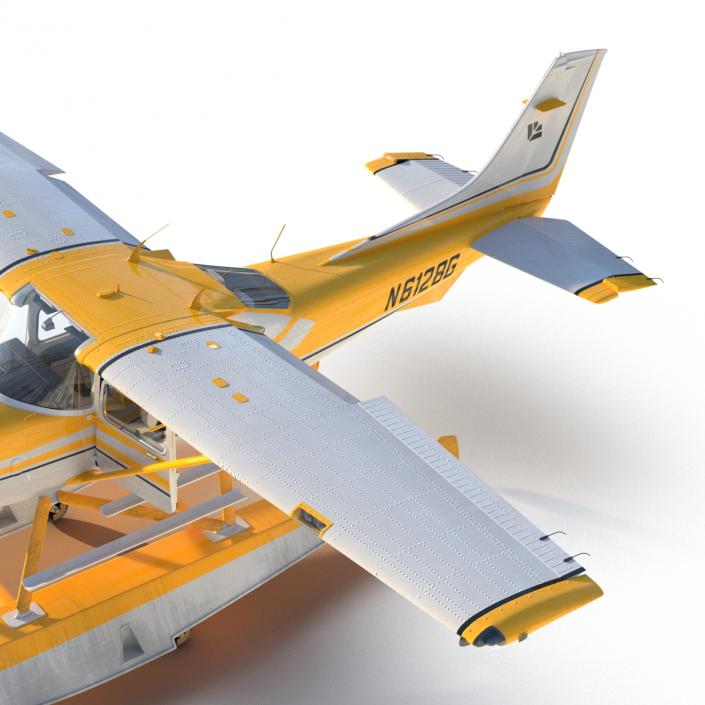 Cessna 182 Skylane on Floats Rigged Yellow 3D