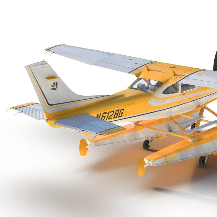 Cessna 182 Skylane on Floats Rigged Yellow 3D