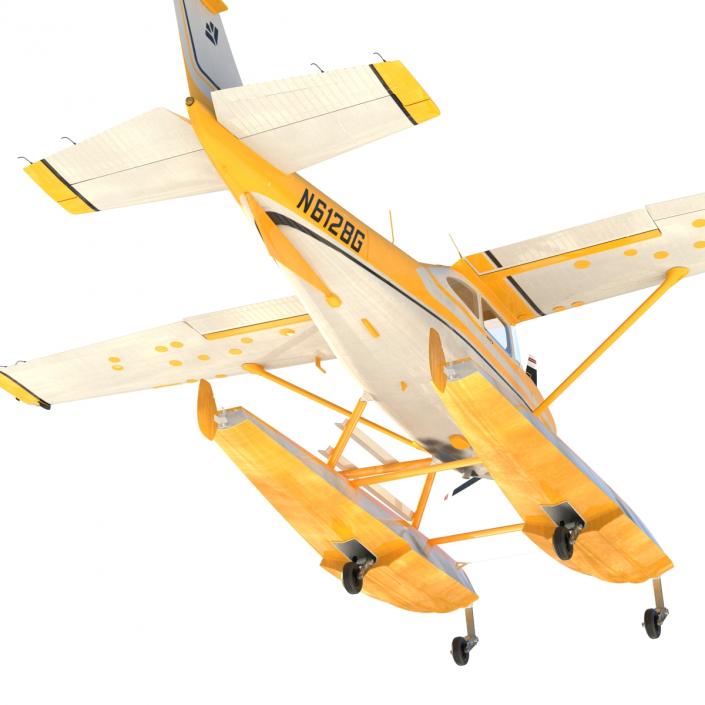 Cessna 182 Skylane on Floats Rigged Yellow 3D