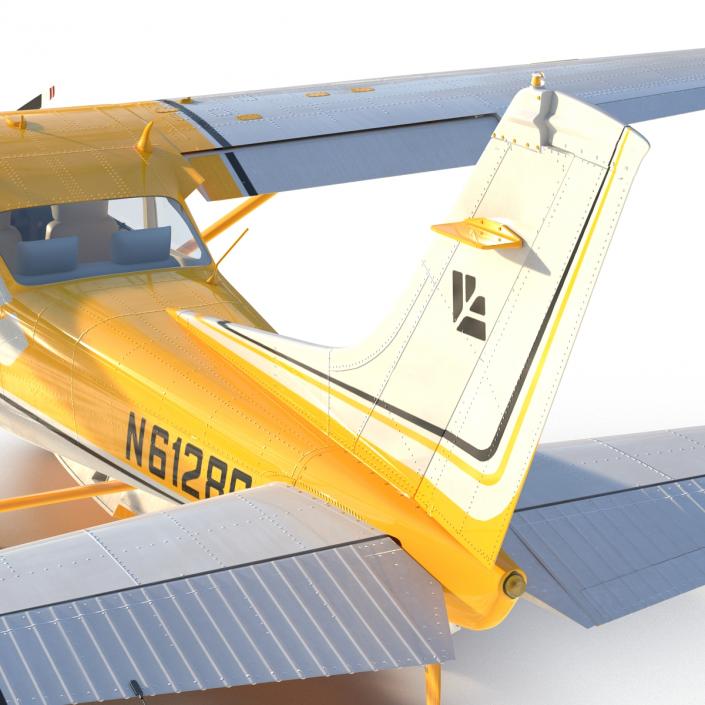 Cessna 182 Skylane on Floats Rigged Yellow 3D