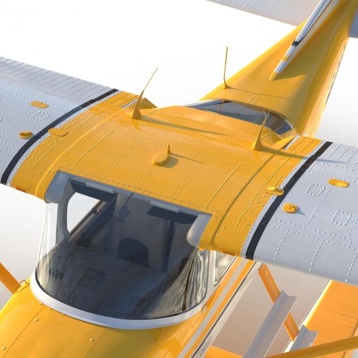 Cessna 182 Skylane on Floats Rigged Yellow 3D