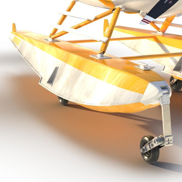 Cessna 182 Skylane on Floats Rigged Yellow 3D