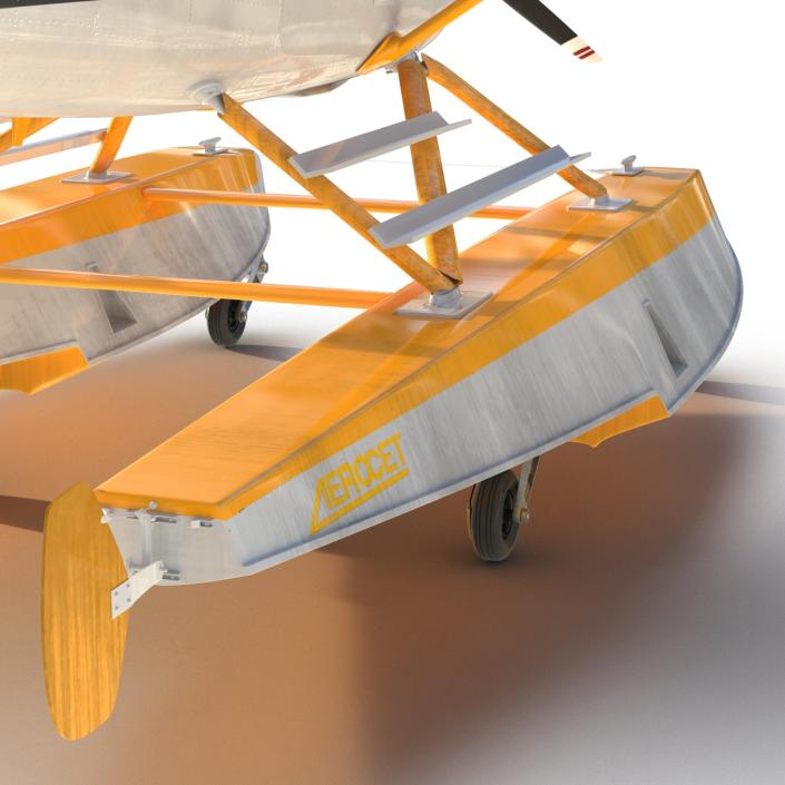 Cessna 182 Skylane on Floats Rigged Yellow 3D