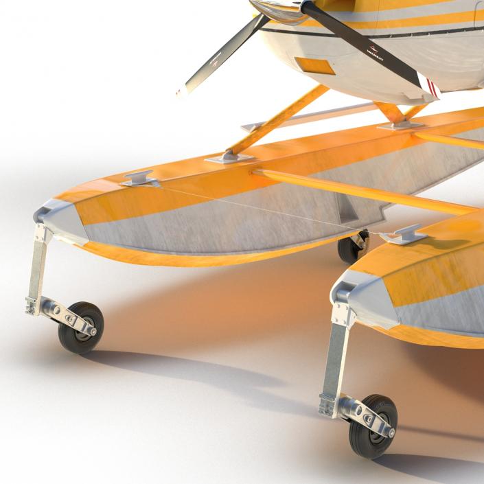 Cessna 182 Skylane on Floats Rigged Yellow 3D