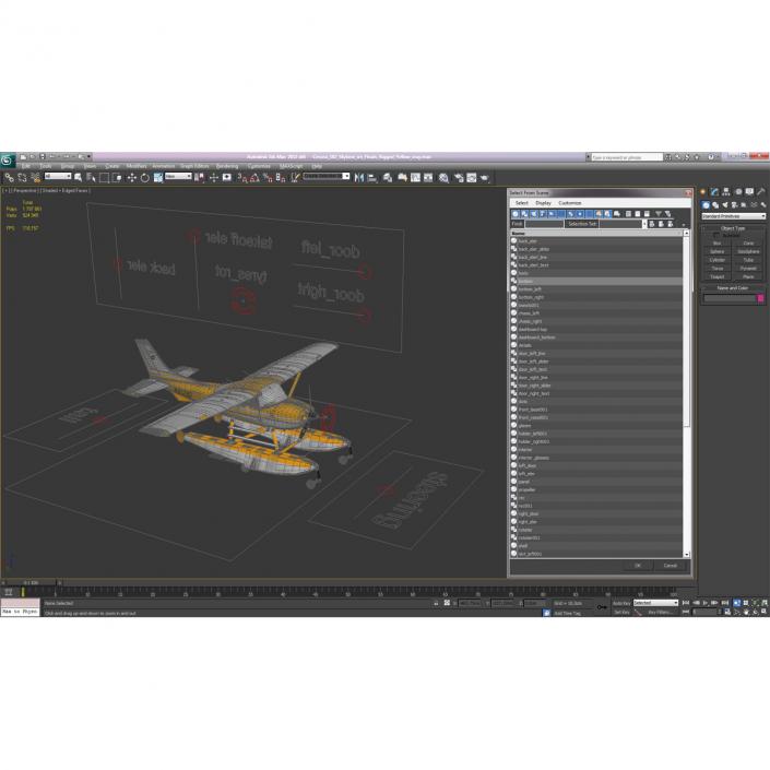 Cessna 182 Skylane on Floats Rigged Yellow 3D