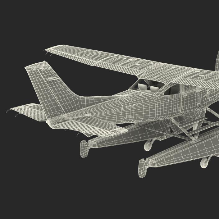 Cessna 182 Skylane on Floats Rigged Yellow 3D