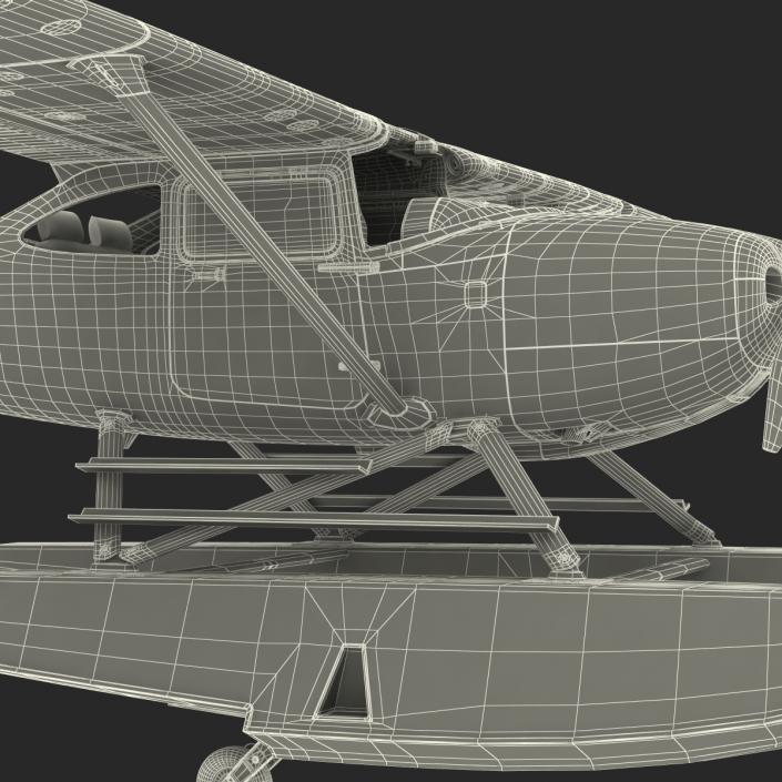 Cessna 182 Skylane on Floats Rigged Yellow 3D