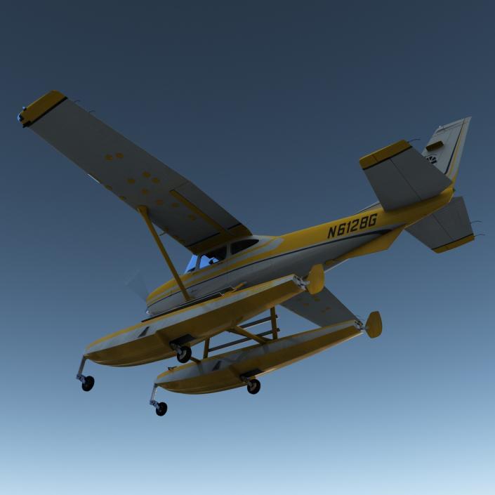 3D model Cessna 182 Skylane on Floats Yellow