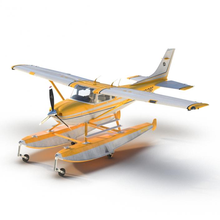 3D model Cessna 182 Skylane on Floats Yellow