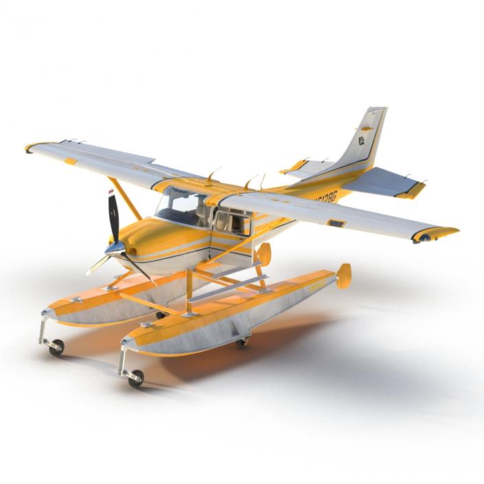 3D model Cessna 182 Skylane on Floats Yellow