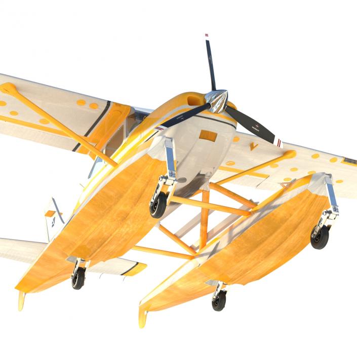 3D model Cessna 182 Skylane on Floats Yellow