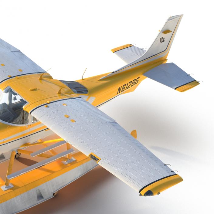 3D model Cessna 182 Skylane on Floats Yellow