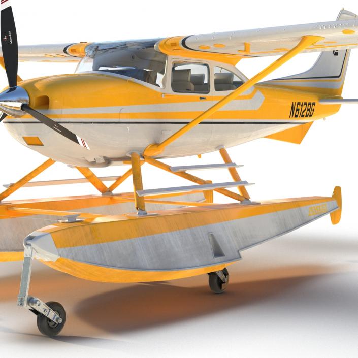 3D model Cessna 182 Skylane on Floats Yellow