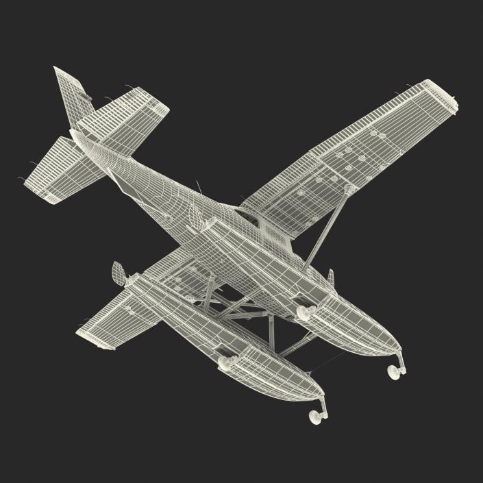 3D model Cessna 182 Skylane on Floats Yellow