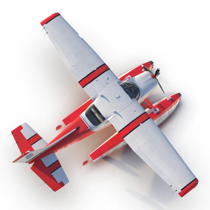 Cessna 182 Skylane on Floats Rigged Red 3D model