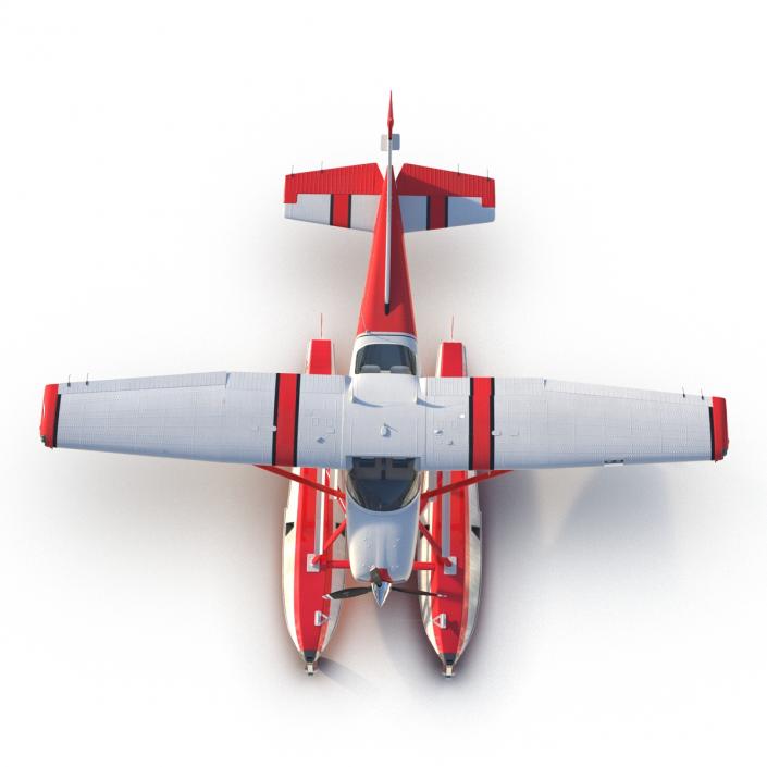 Cessna 182 Skylane on Floats Rigged Red 3D model