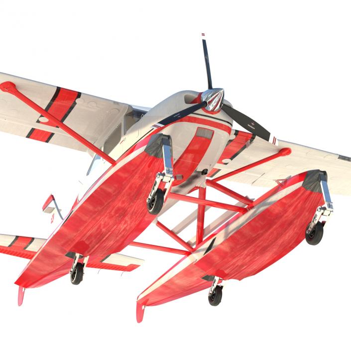 Cessna 182 Skylane on Floats Rigged Red 3D model