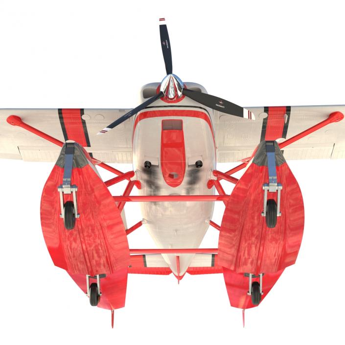 Cessna 182 Skylane on Floats Rigged Red 3D model