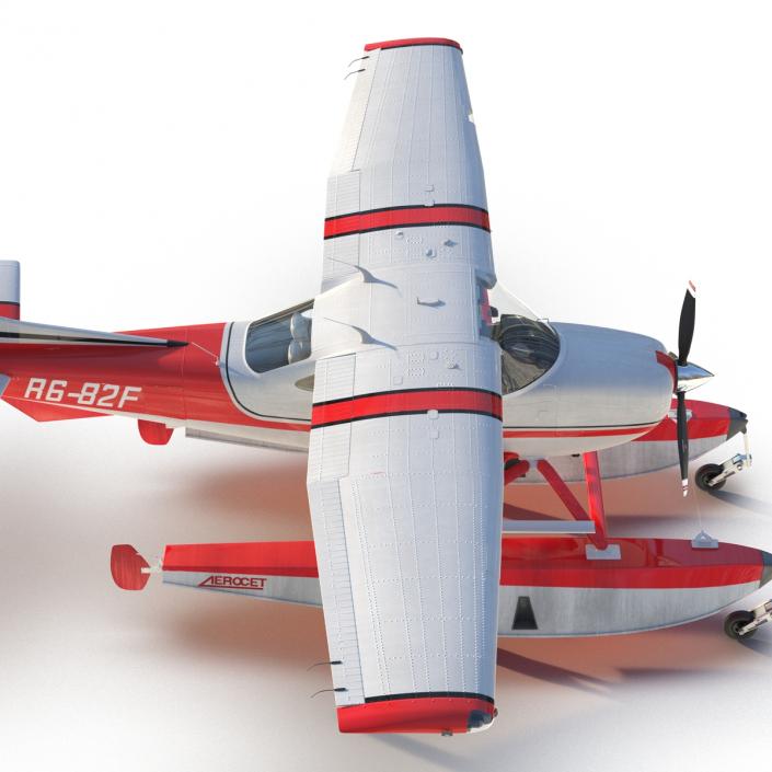 Cessna 182 Skylane on Floats Rigged Red 3D model