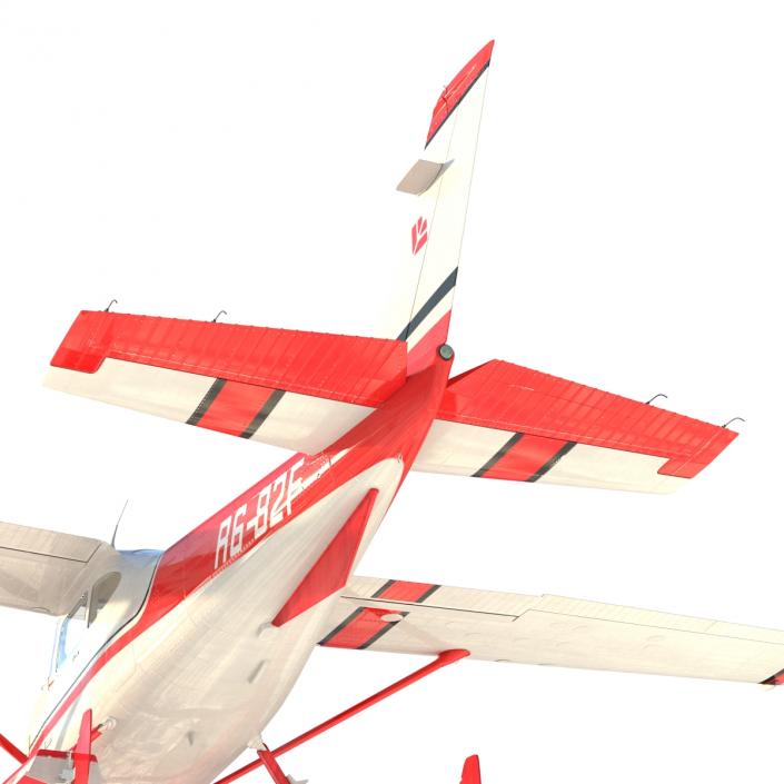 Cessna 182 Skylane on Floats Rigged Red 3D model