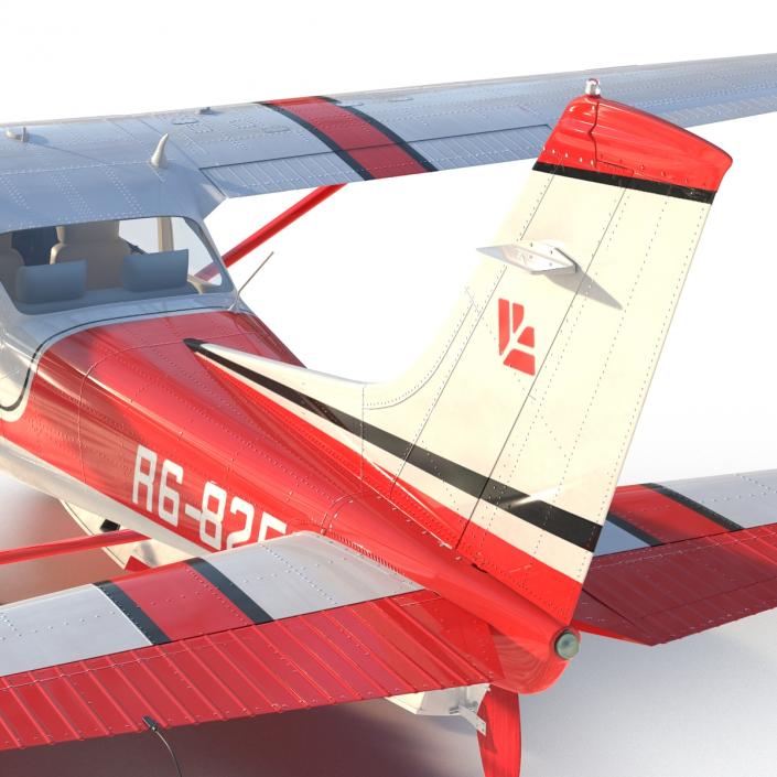 Cessna 182 Skylane on Floats Rigged Red 3D model