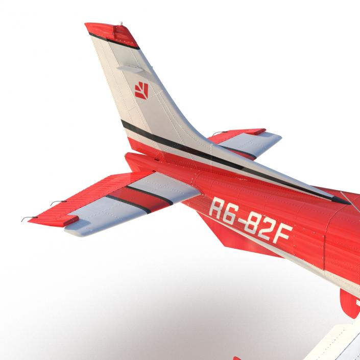 Cessna 182 Skylane on Floats Rigged Red 3D model