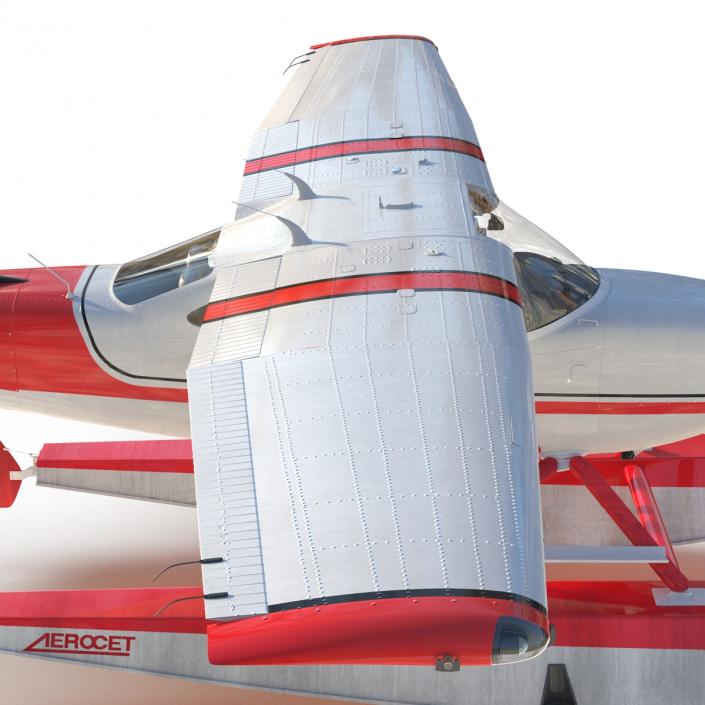 Cessna 182 Skylane on Floats Rigged Red 3D model