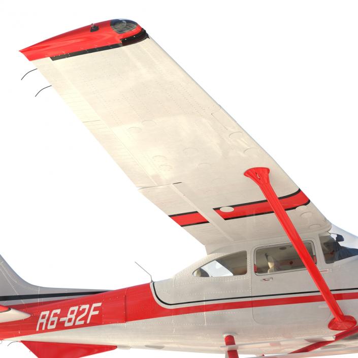 Cessna 182 Skylane on Floats Rigged Red 3D model