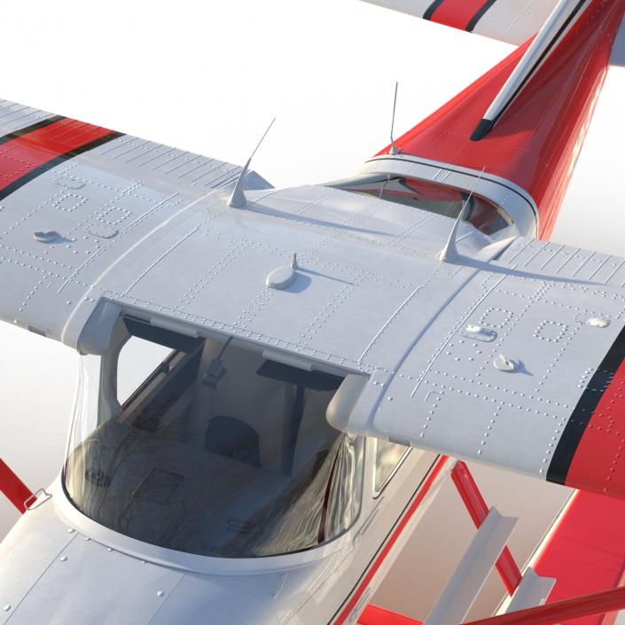 Cessna 182 Skylane on Floats Rigged Red 3D model