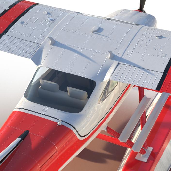 Cessna 182 Skylane on Floats Rigged Red 3D model