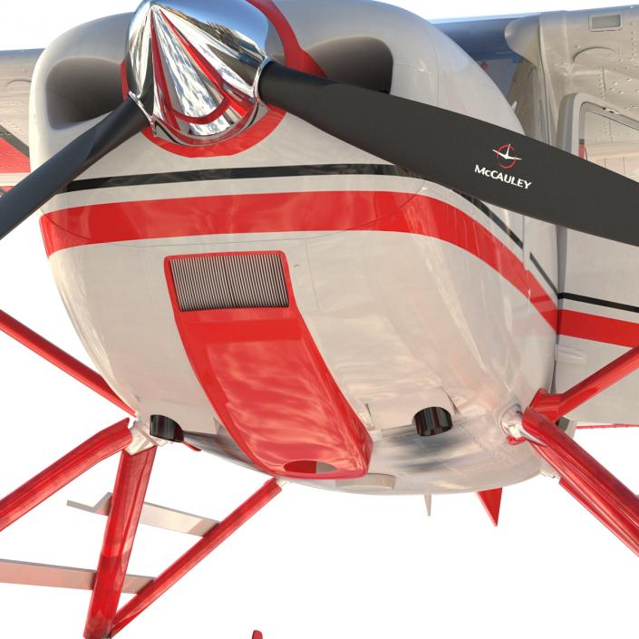 Cessna 182 Skylane on Floats Rigged Red 3D model