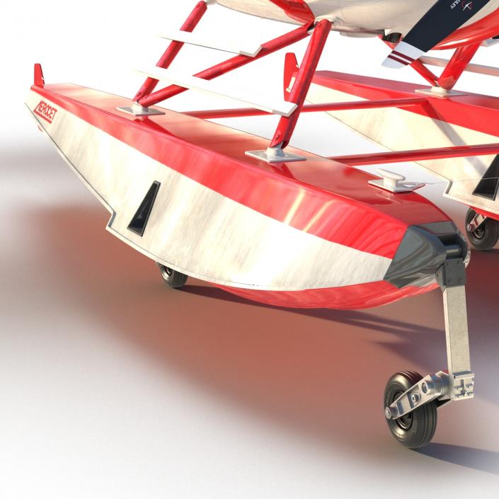 Cessna 182 Skylane on Floats Rigged Red 3D model