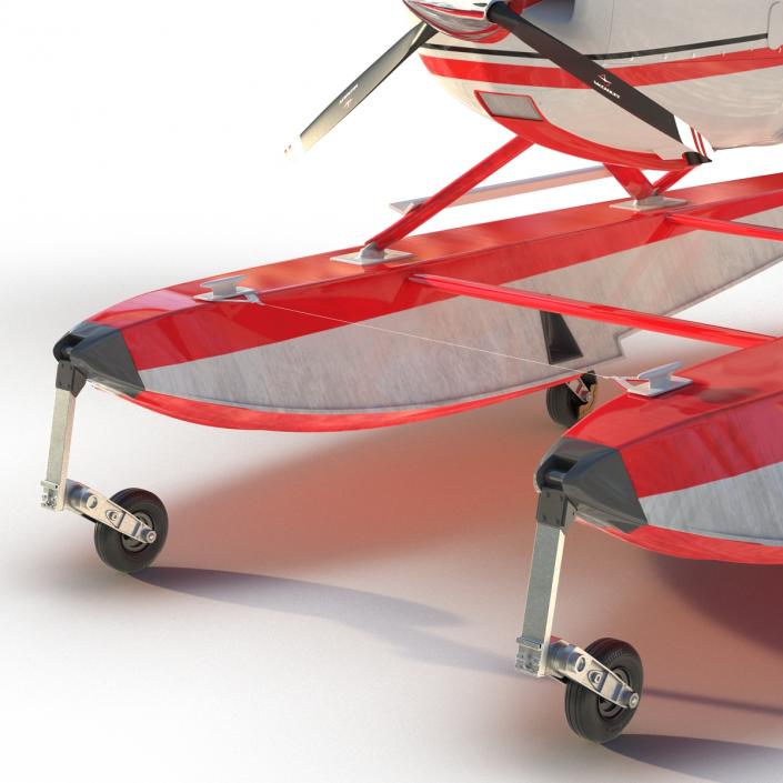 Cessna 182 Skylane on Floats Rigged Red 3D model