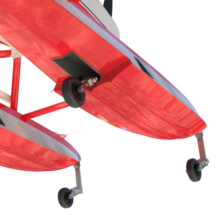 Cessna 182 Skylane on Floats Rigged Red 3D model