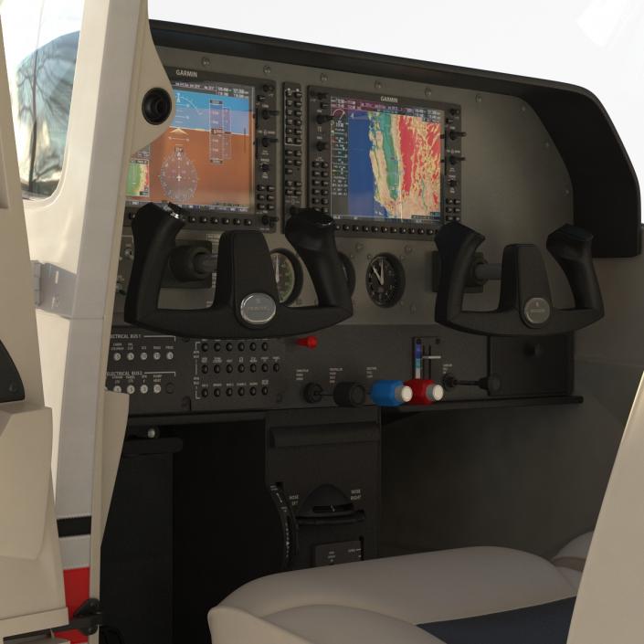 Cessna 182 Skylane on Floats Rigged Red 3D model