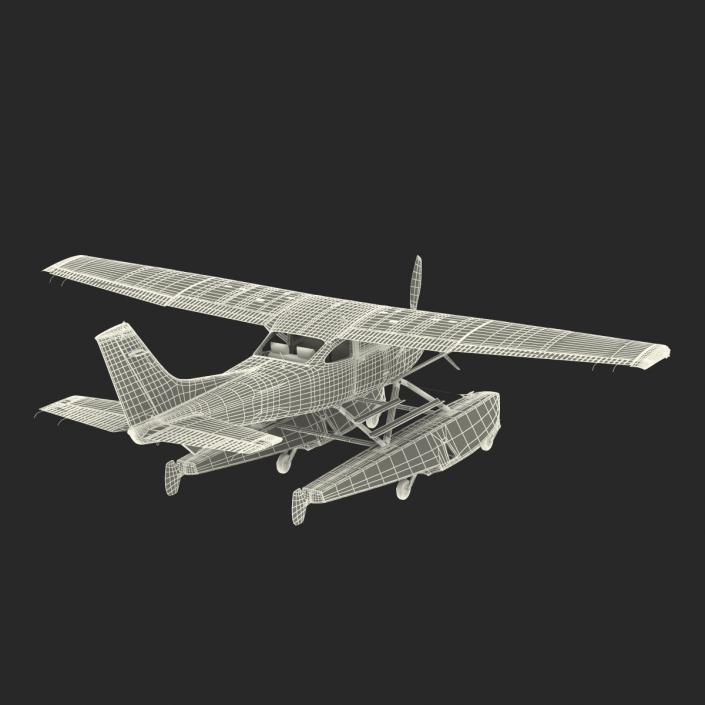 Cessna 182 Skylane on Floats Rigged Red 3D model