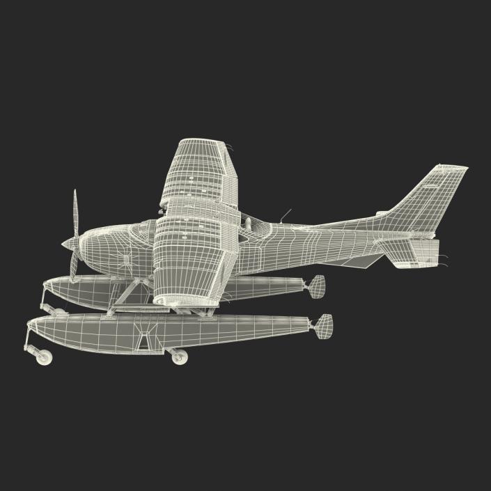 Cessna 182 Skylane on Floats Rigged Red 3D model