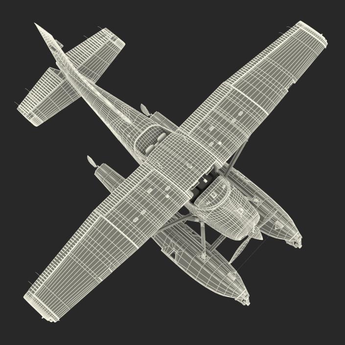 Cessna 182 Skylane on Floats Rigged Red 3D model