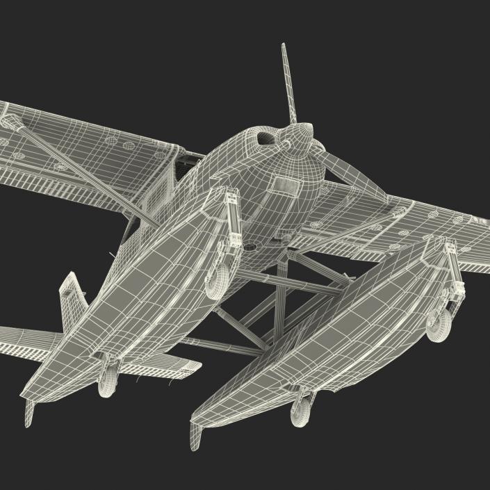 Cessna 182 Skylane on Floats Rigged Red 3D model