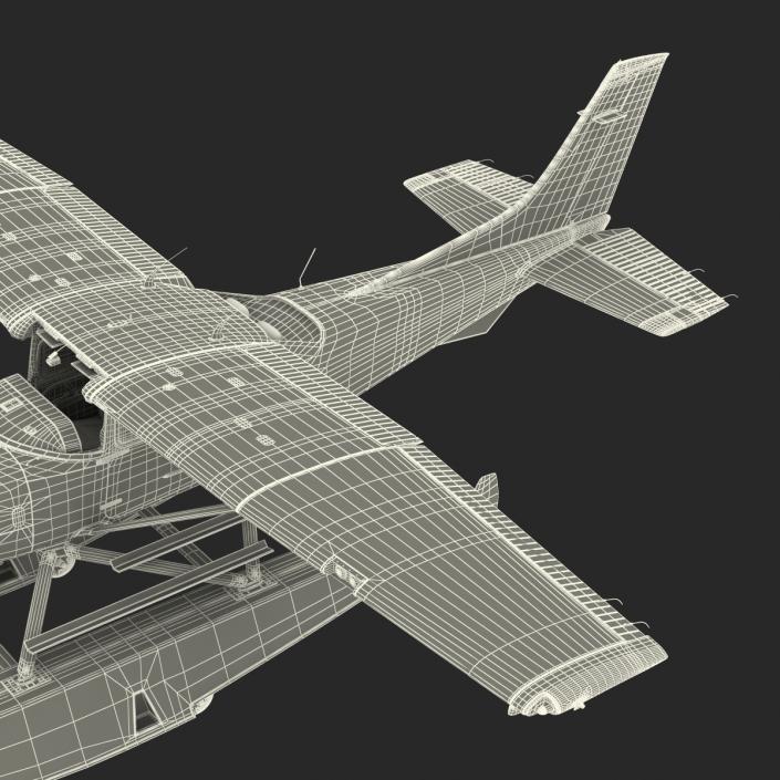 Cessna 182 Skylane on Floats Rigged Red 3D model