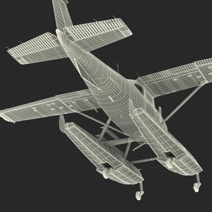 Cessna 182 Skylane on Floats Rigged Red 3D model