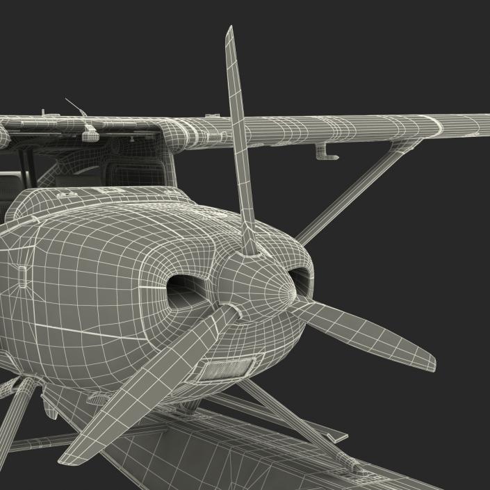 Cessna 182 Skylane on Floats Rigged Red 3D model