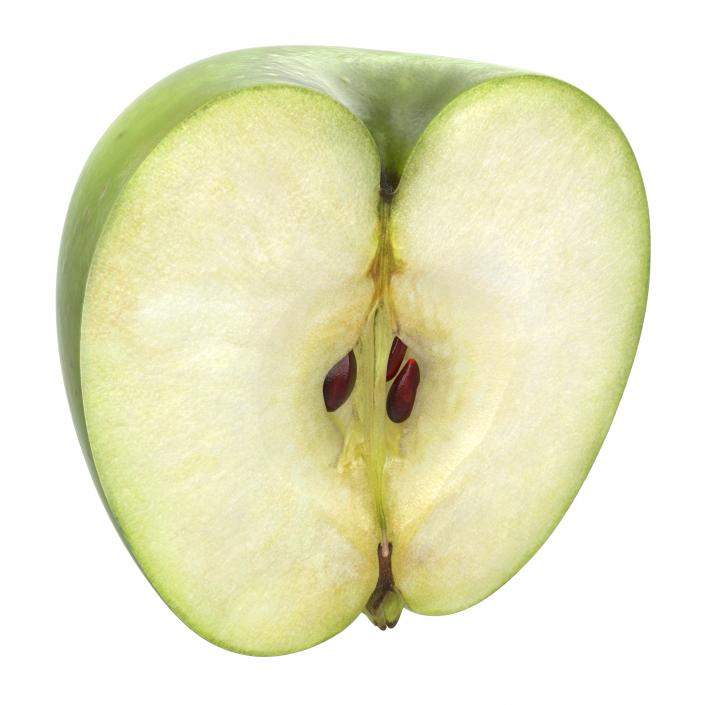 3D Green Apple Half