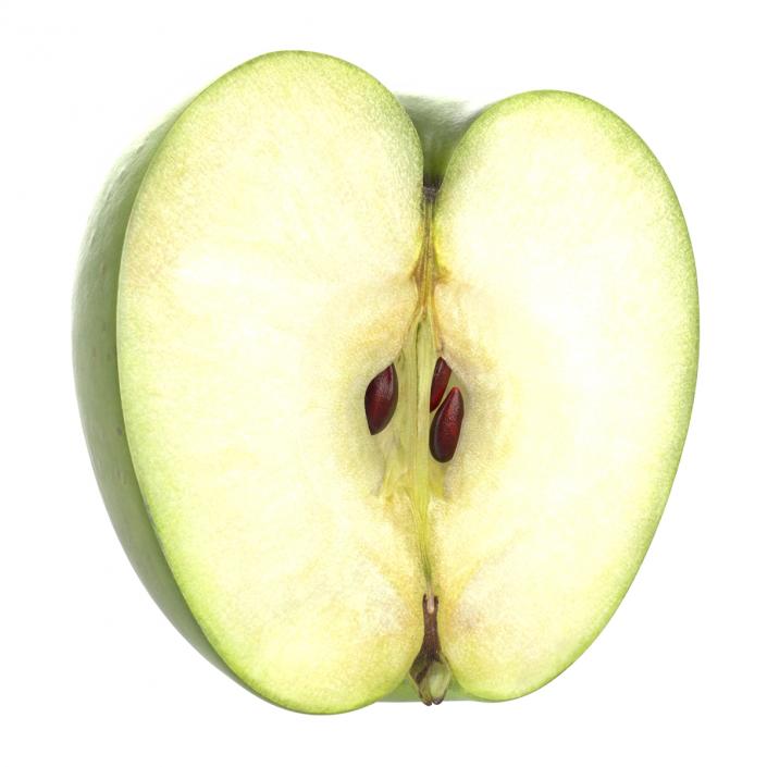 3D Green Apple Half