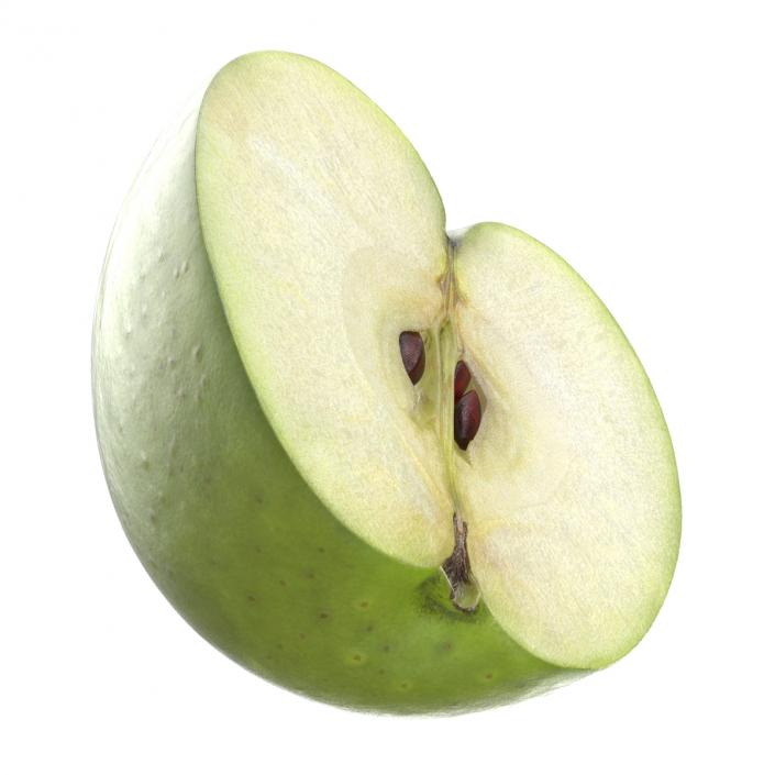 3D Green Apple Half