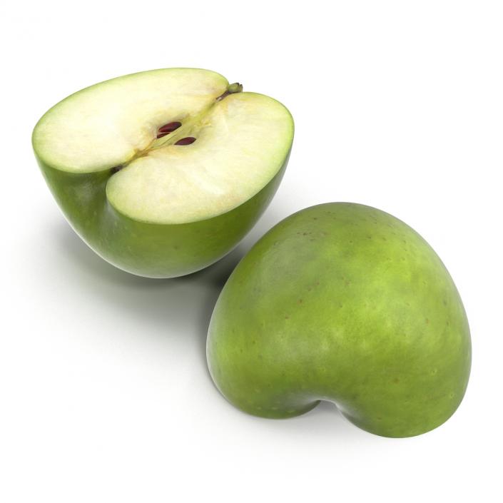 3D Green Apple Half