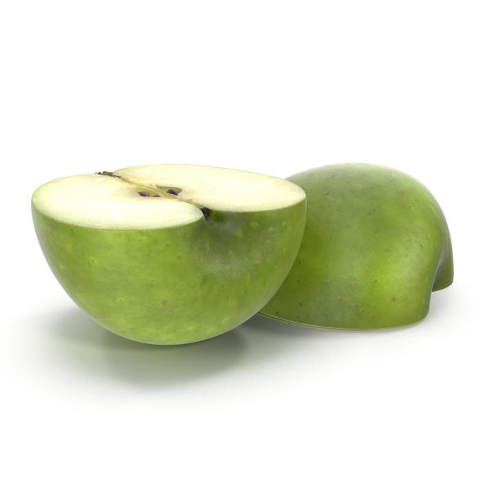 3D Green Apple Half