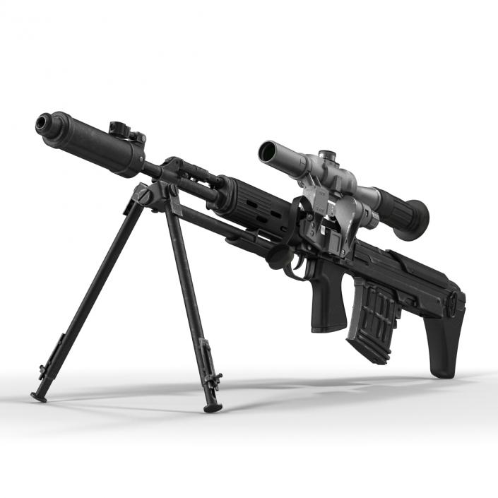 3D Bullpup Sniper Rifle Dragunov SVU model