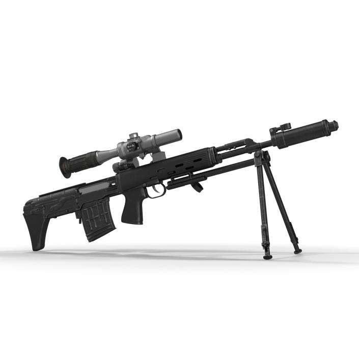 3D Bullpup Sniper Rifle Dragunov SVU model